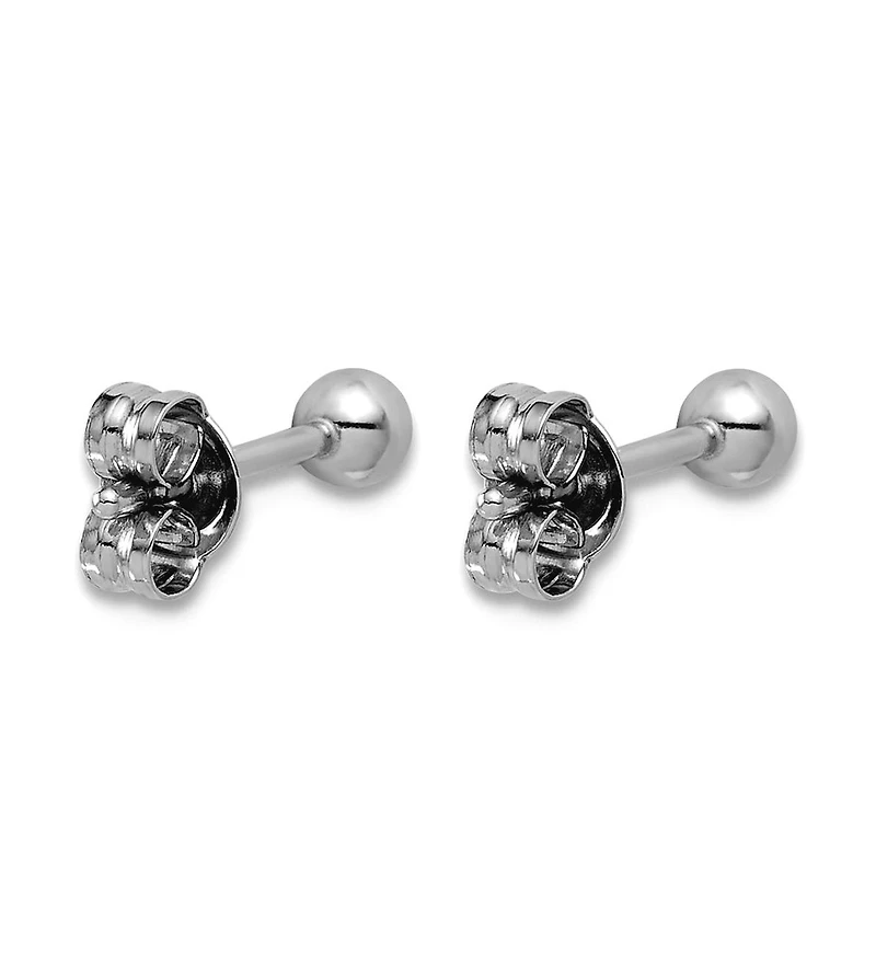 Curata Jewelry Solid 950 Platinum Classic Ball Stud Earrings 3mm