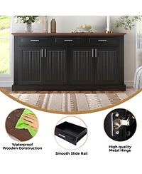 Streamdale Furniture 63" Fluted Sideboard Buffet Cabinet with Storage, Modern Coffee Bar Station