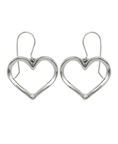Curata Jewelry 925 Sterling Silver Large Open Heart Dangle Hook Earrings