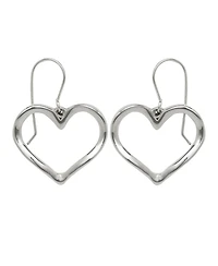 Curata Jewelry 925 Sterling Silver Large Open Heart Dangle Hook Earrings