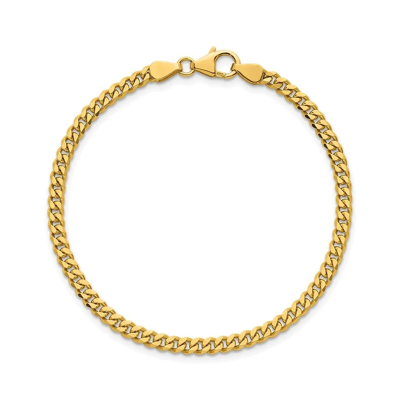 Curata Jewelry Solid 18k Yellow Gold Italian 7.25 Inch 3.4mm Curb Link Bracelet Link Bracelet