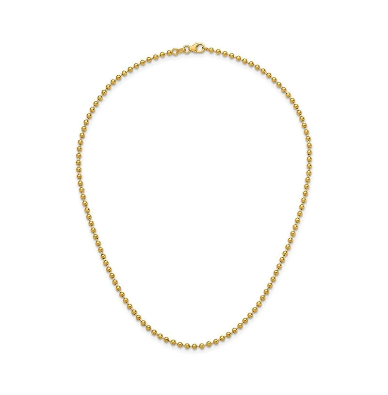 Curata Jewelry Solid 18k Yellow Gold Italian 7.25 Inch 2.5mm Bead Chain Bracelet Link Bracelet