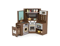 Slickblue Corner Pretend Kitchen Playset with Stoves, Lights, and Sounds
