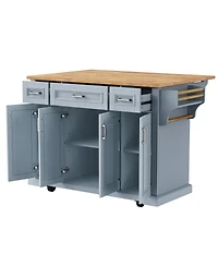 Streamdale Furniture 54" Large Kitchen Island with Drop Leaf, Rolling Cart with 4 Doors, 3 Drawers,