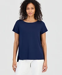 Style & Co Petite Short-Sleeve Boat Neck Top, Macy's Exclusive