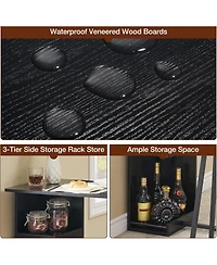 gaomon Small Bar Table and Chairs Set for 2 3-Piece Bar Table Set with 3 Tier Storage Shelves Space Saving Table for Small Apartment Dining Room