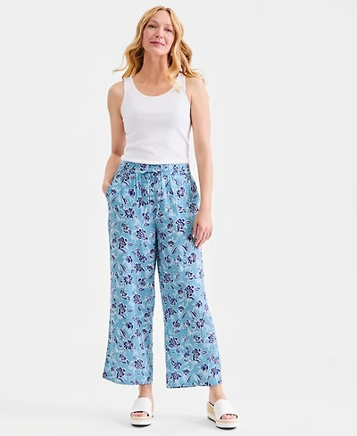 Style & Co Women's Printed Cotton Gauze Pull On Pants, Macy's Exclusive