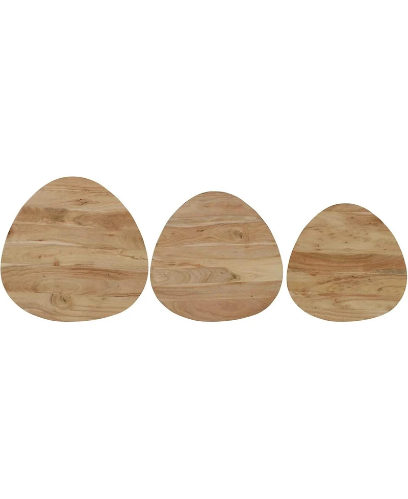 Jofran Reeves Abstract Contemporary Solid Acacia Wood Nesting End Tables (Set of 3