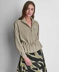 Dkny Women's Arid Pique Technical Zipper Front Jacket