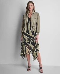 Dkny Women's Arid Pique Technical Zipper Front Jacket