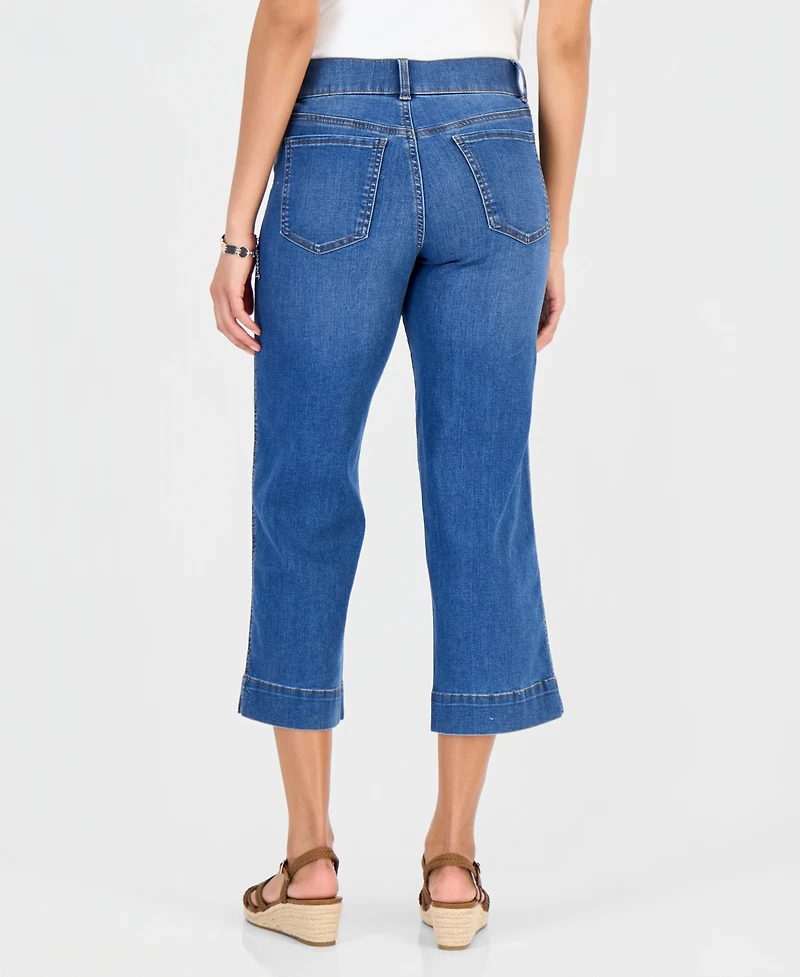 Style & Co Petite High Rise Shaping Cropped Wide Leg Jeans, Macy's Exclusive