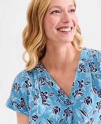 Style & Co Women's Cotton Gauze V-Neck Short-Sleeve Top, Macy's Exclusive