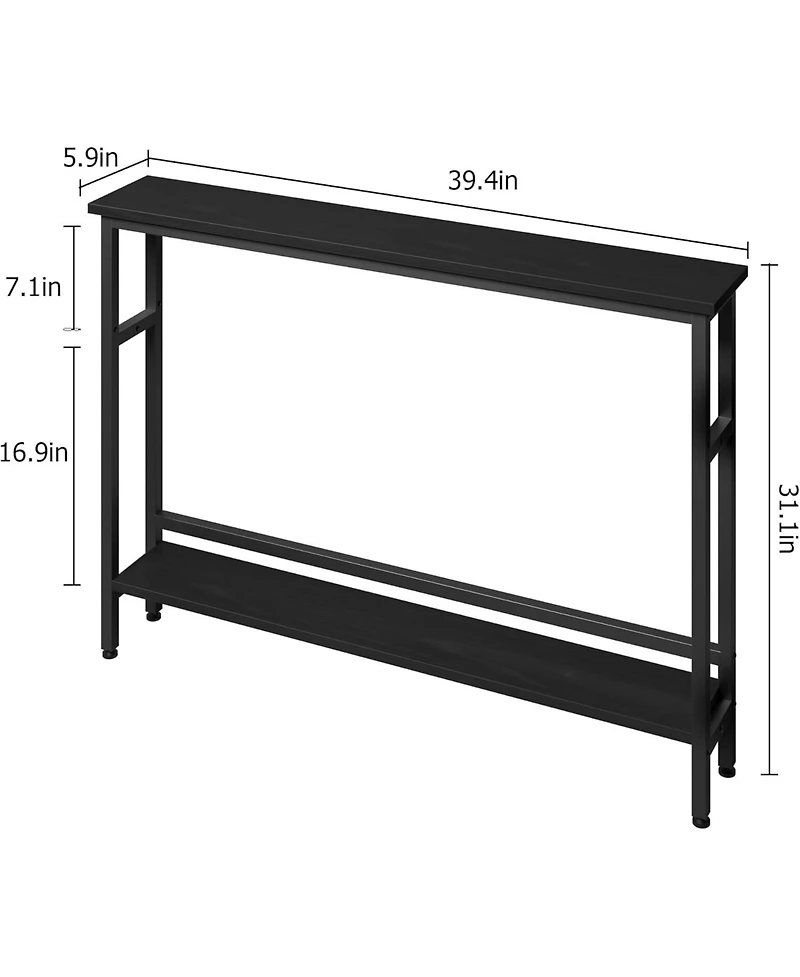 gaomon Sofa Table, 2 Tier Skinny Console Table with Adjustable Shelf, Slim Behind Couch for Living Room