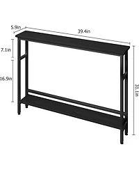 gaomon Sofa Table, 2 Tier Skinny Console Table with Adjustable Shelf, Slim Behind Couch for Living Room