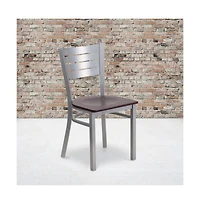 Emma+Oliver 2 Pack Silver Slat Back Metal Restaurant Chair
