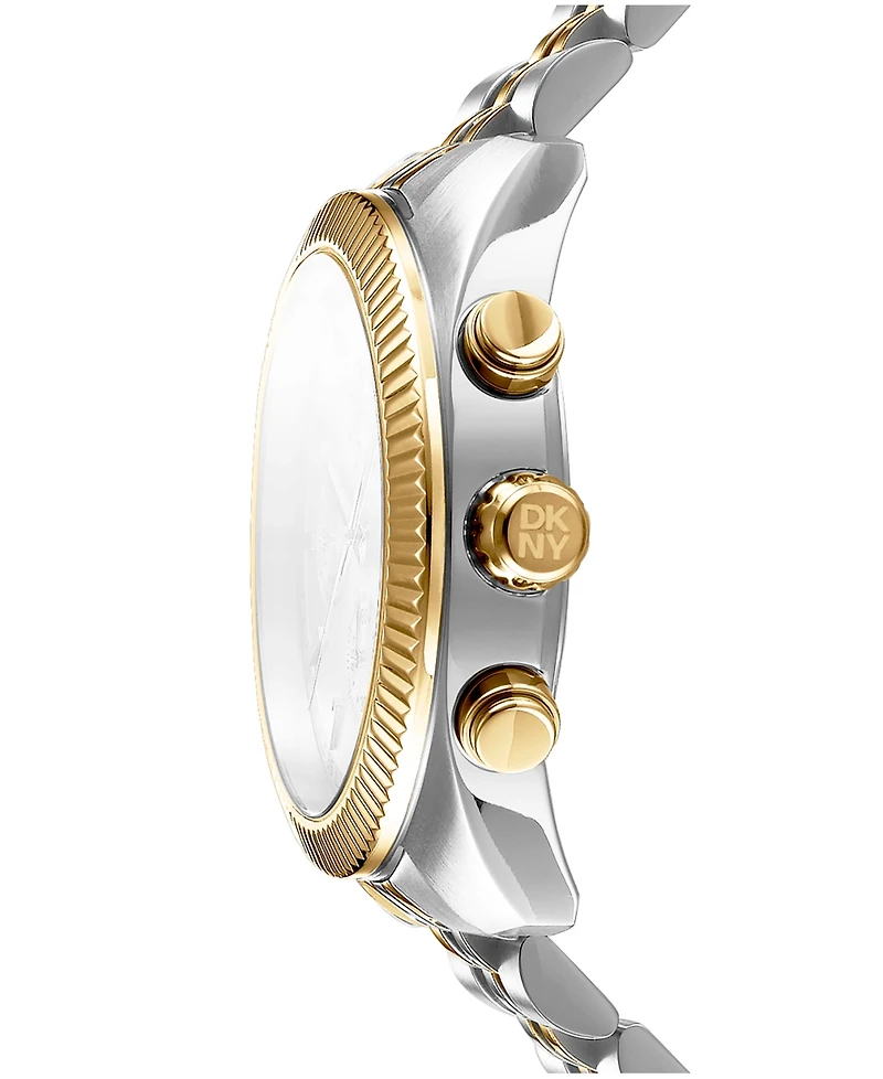 Dkny Men's Chronograph Black Dial Two-Tone Gold Stainless Steel Bracelet Watch, 42mm