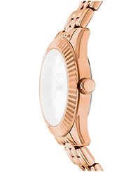 Dkny Women's Rose Gold Dial Fluted Bezel Rose-Gold Tone Stainless Steel Bracelet Watch, 30mm