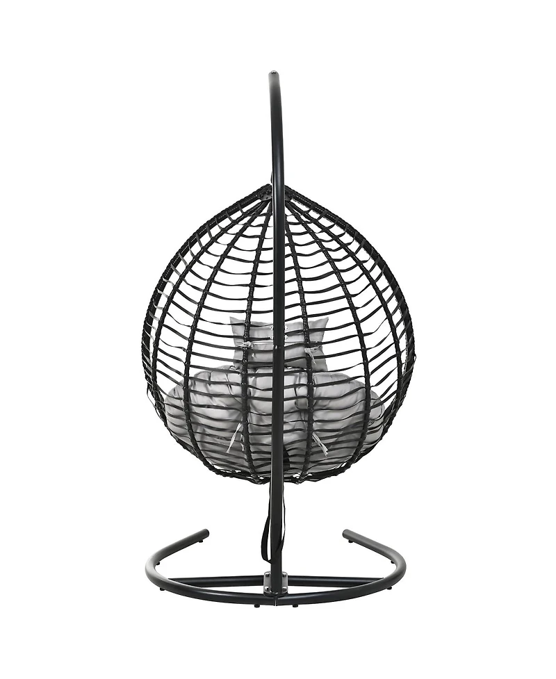 Streamdale Indoor Outdoor Hanging Hammock Chair with Stand, Foldable Rattan Egg Swing Chair