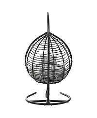 Streamdale Indoor Outdoor Hanging Hammock Chair with Stand, Foldable Rattan Egg Swing Chair