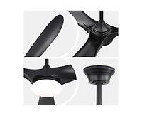 Sofucor 60-inch Modern Black 3-blade Ceiling Fan Light With Remote Control Supports Mobile Phone Connection And Voice Function