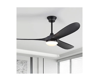 Sofucor 60-inch Modern Black 3-blade Ceiling Fan Light With Remote Control Supports Mobile Phone Connection And Voice Function