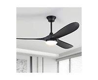 Sofucor 60-inch Modern Black 3-blade Ceiling Fan Light With Remote Control Supports Mobile Phone Connection And Voice Function