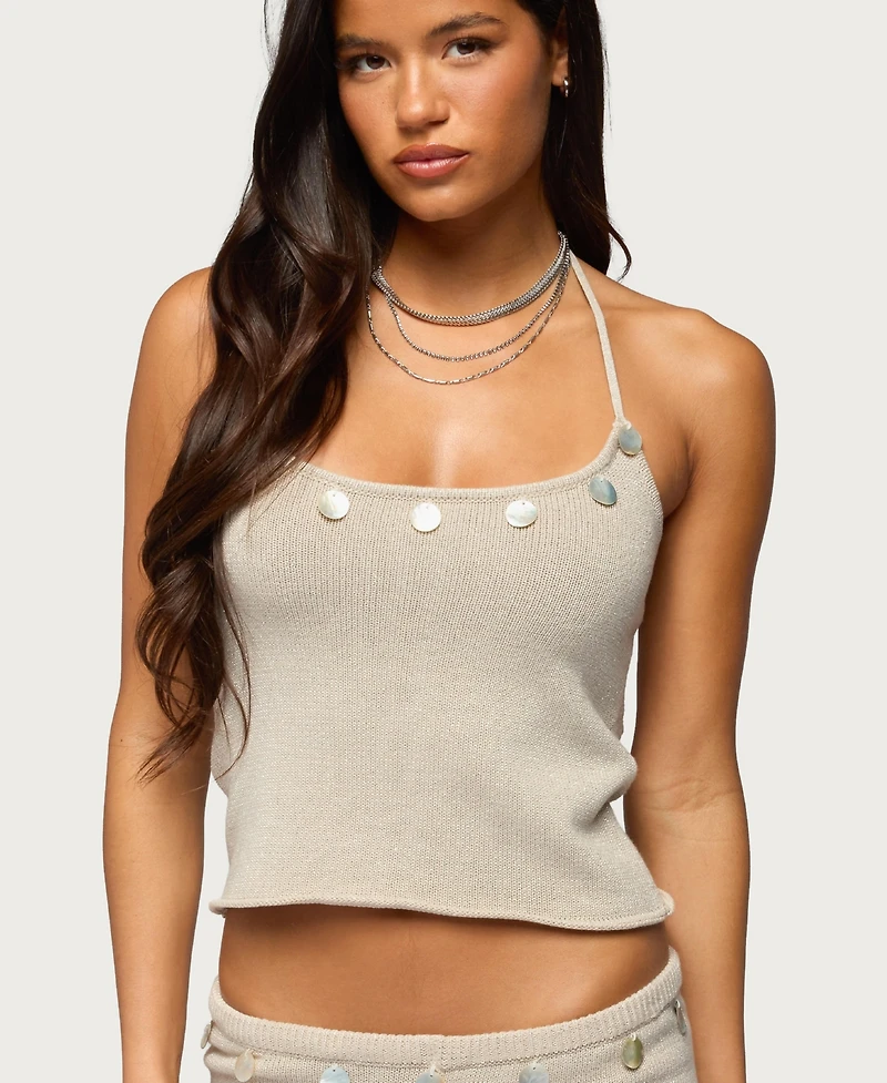 Edikted Women's Nicca Iridescent Knit Halter Top