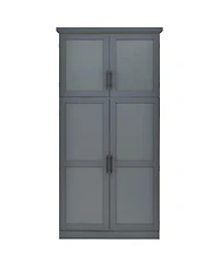 Streamdale Furniture Freestanding Kitchen Pantry Cabinet, 4 Doors, 8 Trays