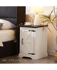 Yigii Farmhouse Nightstand with Charging Station