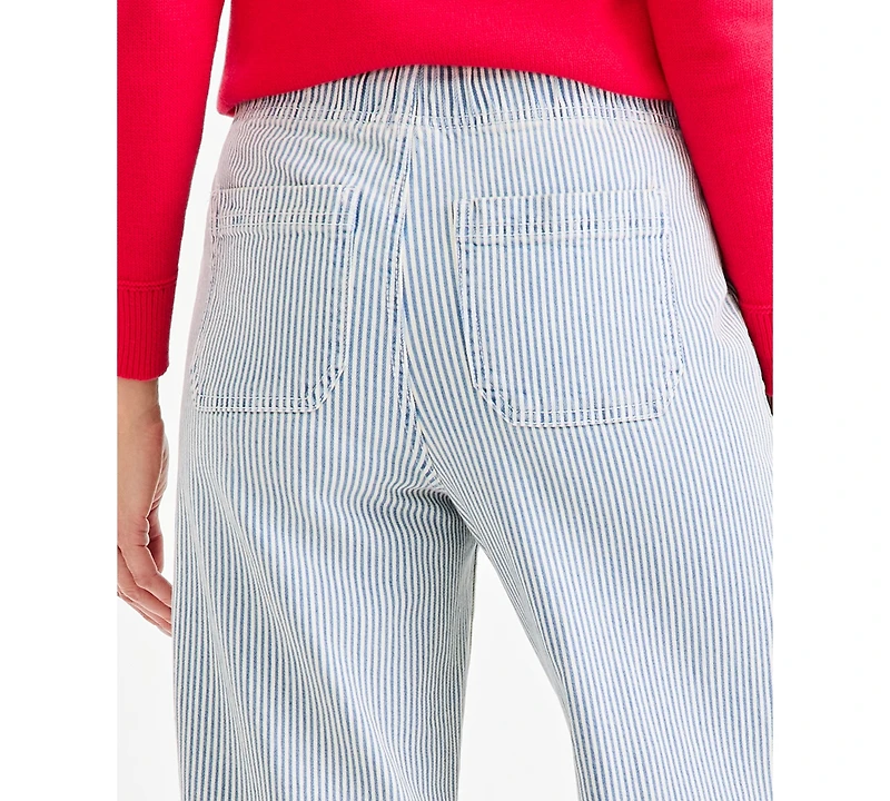 Style & Co Women's Striped High-Rise Pull-On Wide-Leg Jeans, Macy's Exclusive