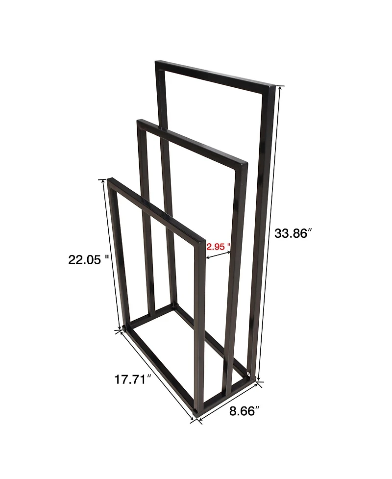Rainsken 3 Tier Metal Towel Rack, Freestanding Towel Holder, Modern Standing Towels Drying Rack for Bedroom