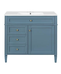 Sillysis 36" Modern Bathroom Vanity with Sink, Solid Wood Cabinet, Soft Close Drawers & Tip-Out Storage