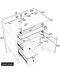 Sillysis 30" Bathroom Vanity with Ceramic Sink, Modern Solid Wood Freestanding Cabinet for Small Spaces