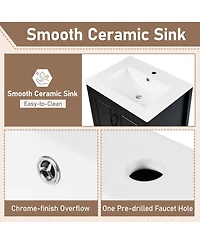 Sillysis 24" Bathroom Vanity with Ceramic Sink, Freestanding Retro Mdf Cabinet, Soft-Close Drawers, Ample Storage for Small Spaces