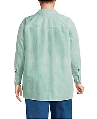 Lands' End Plus Oversized No Iron Tunic with Statement Collar Shirt