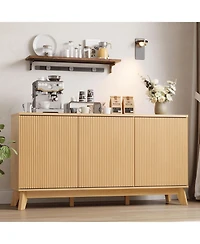 gaomon 58” Wood Modern-Farmhouse 4 Door Adjustable Shelf Sideboard Furniture