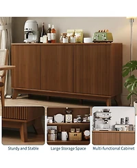 gaomon 58” Wood Modern-Farmhouse 4 Door Adjustable Shelf Sideboard Furniture