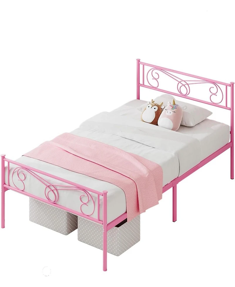gaomon Bed Frames for Kids, Metal Frame with Headboard & Footboard, Platform Frame, Heavy Duty Slats Support, No Box Spring