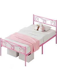 gaomon Bed Frames for Kids, Metal Frame with Headboard & Footboard, Platform Frame, Heavy Duty Slats Support, No Box Spring