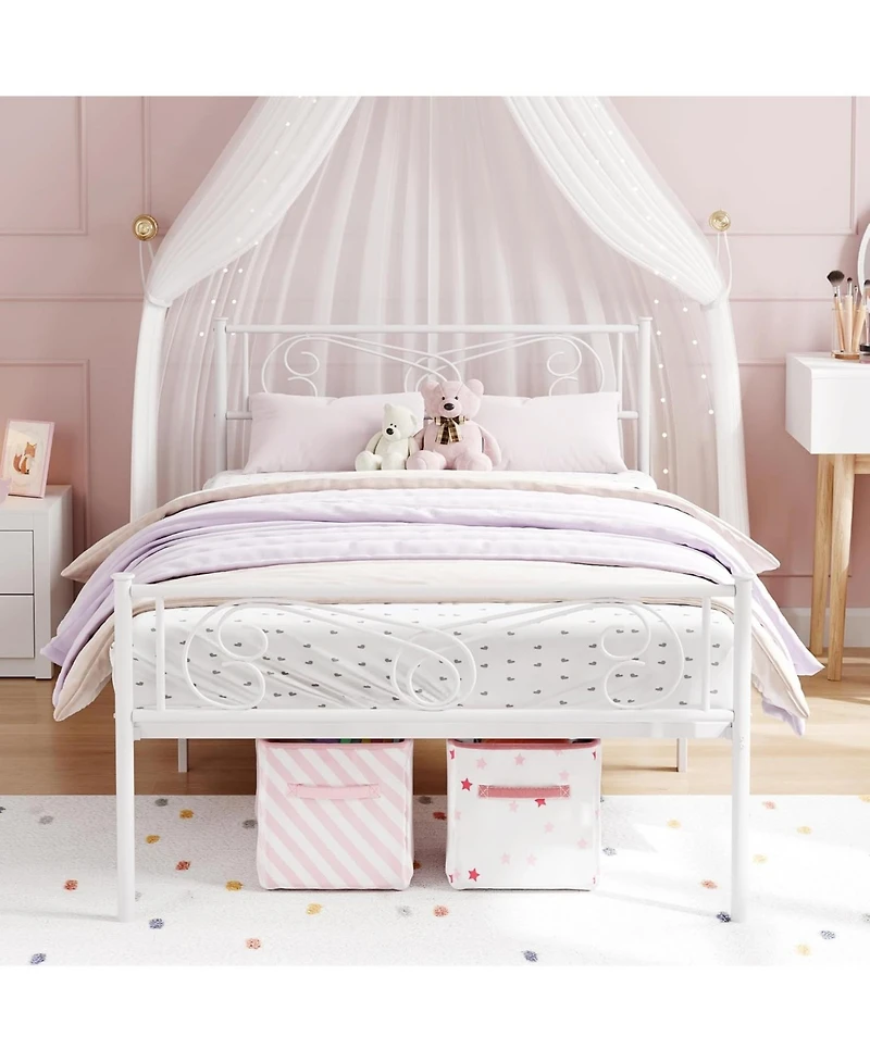 gaomon Bed Frames for Kids, Metal Frame with Headboard & Footboard, Platform Frame, Heavy Duty Slats Support, No Box Spring