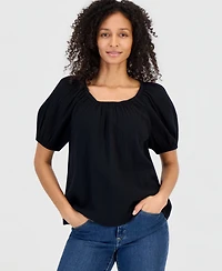 Style & Co Women's Cotton Gauze Puff-Sleeve Top, Macy's Exclusive