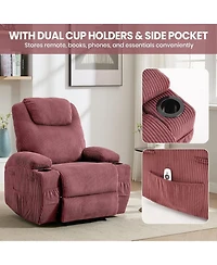 gaomon massage rocker recliner chair with heat and vibration, ergonomic rocking lounge chair for living room with dual cup holders