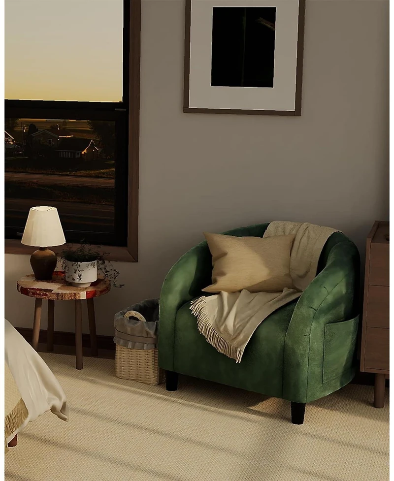 gaomon Accent Chair Velvet Club Chair Comfy Armrest Upholstered Barrel Chair with Soft Padded Seat for Living Room Bedroom Study Waiting Room