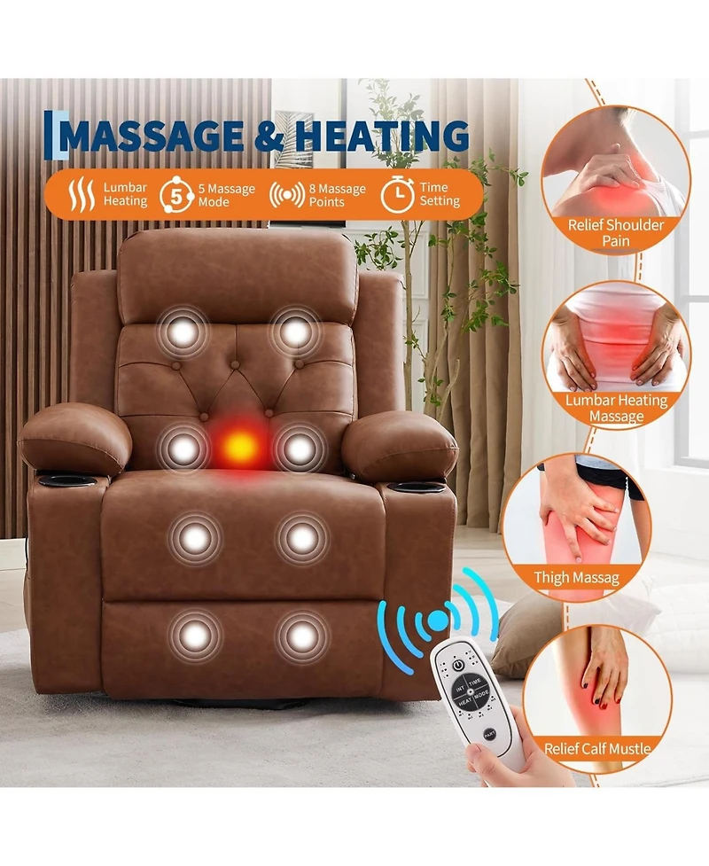gaomonOversized Power Lift Recliner Chair for Elderl y,Electric Lift Chair with Vibration Massage and Lumbar Heating