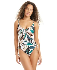 Bar Iii Women's Safari Chic Over-The-Shoulder Mio One-Piece Swimsuit, Macy's Exclusive