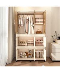 Boyel Living Portable Wardrobe Closet with 9 Magnetic Doors, 1 Hanging Rod & 6 Hangers