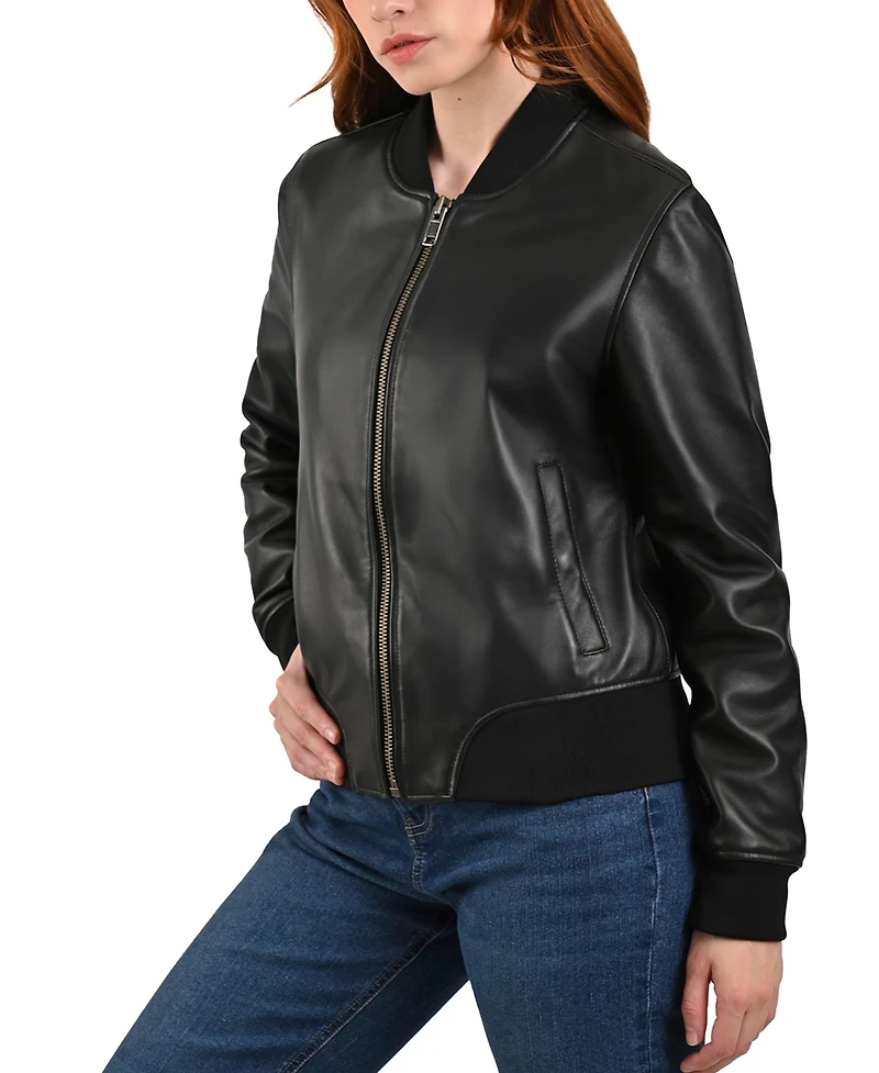 Frye Women's Bomber Lamb Leather Jacket
