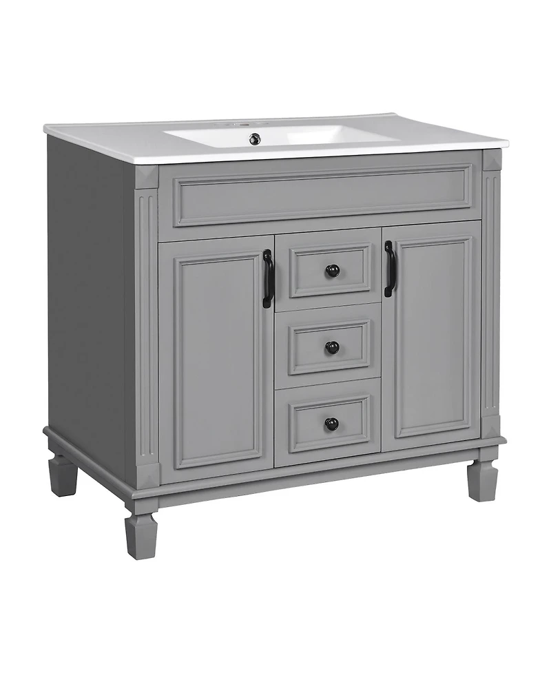 Sillysis Bathroom Vanity with Sink, Solid Wood Cabinet, Soft Close Doors and