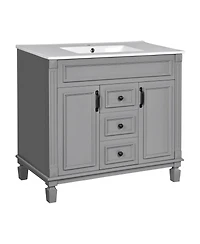 Sillysis Bathroom Vanity with Sink, Solid Wood Cabinet, Soft Close Doors and