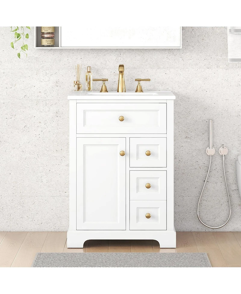 Sillysis 24" Bathroom Vanity with Sink, Compact Modern Design for Small Bathrooms